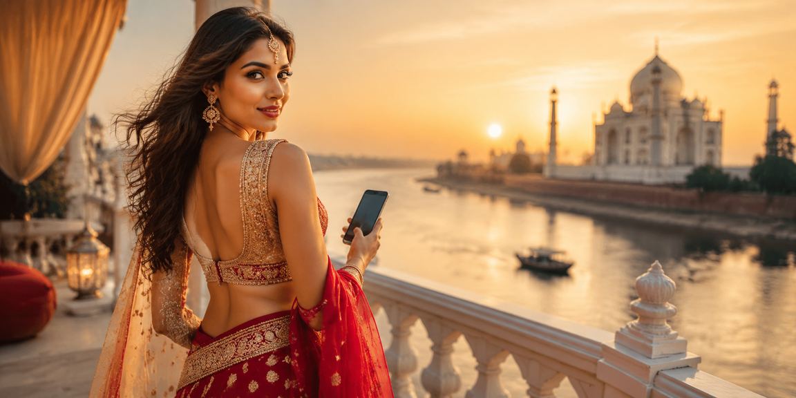 Mobile payment at Taj Mahal location in Agra