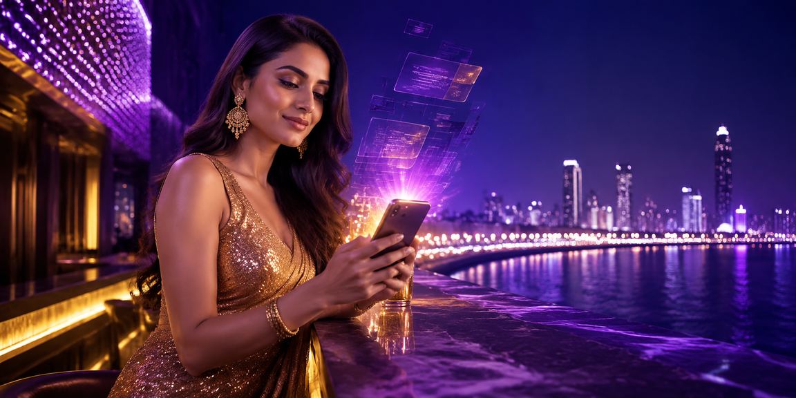 Mumbai Marine Drive cityscape with neon casino sign